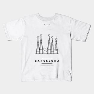 Barcelona Minimal Black Line Design Kids T-Shirt